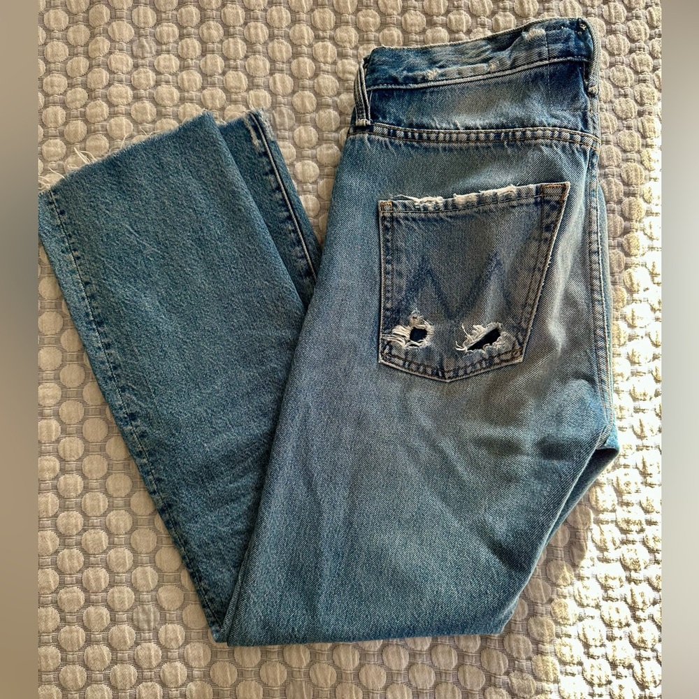 MOTHER DENIM the scrapper cuff ankle fray